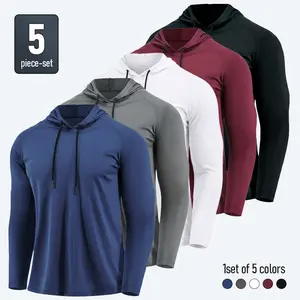 5 PIECES Long Sleeve Hoodies Gym Wear Lightweight & Breathable Pullover Hoodies for Men long,sleeve,pullover sweatshirt hoodies,casual,topMoisture Wicking Mens Tee Shirts Workout T Shirt for Running workout tops gym outfits pullover sweatshirt