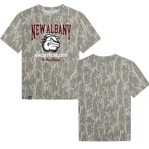 Red New Albany Designed On Original Bottomland Pattern Tshirt, Mossy Oak New Albany Bottomland Camouflage Camo Tee