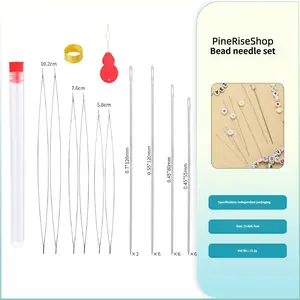 PineRiseShop DIY Handmade Necklace Beading Needles Middle-Perforated Large-Eye Open Needle Tool Set for Jewelry Making High-Quality Stainless Steel Rust-Proof Versatile for Crystal Agate Rice Beads