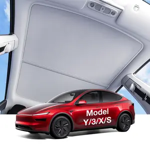WIGOO Tesla Sunshade Roof for Model Y Model 3, Foldable & UV-blocking Glass Roof Sun Shade, No Sag Roof Sunshade, Tesla Model Y/3 Interior Accessories