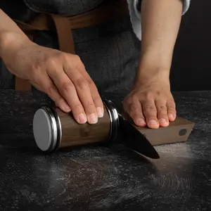 Senken Rolling Kitchen Knife Sharpener with Magnetic Base - Sharpens at 4 Angles from 15° - 22°