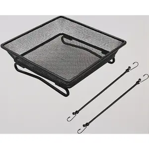 8x8 Inch Bird Feeder Tray with 2 Elastic Straps - Easy Railing Mount for Balcony, Deck, or Porch. Features Mesh Bottom for Drainage, Attracts Wild Birds & Squirrels