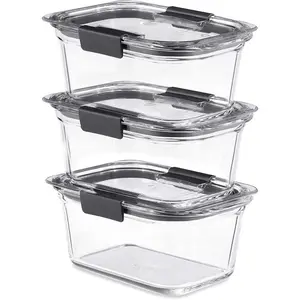 Rubbermaid 6013375 Brilliance Clear Food Container & Lid, Pack of 3