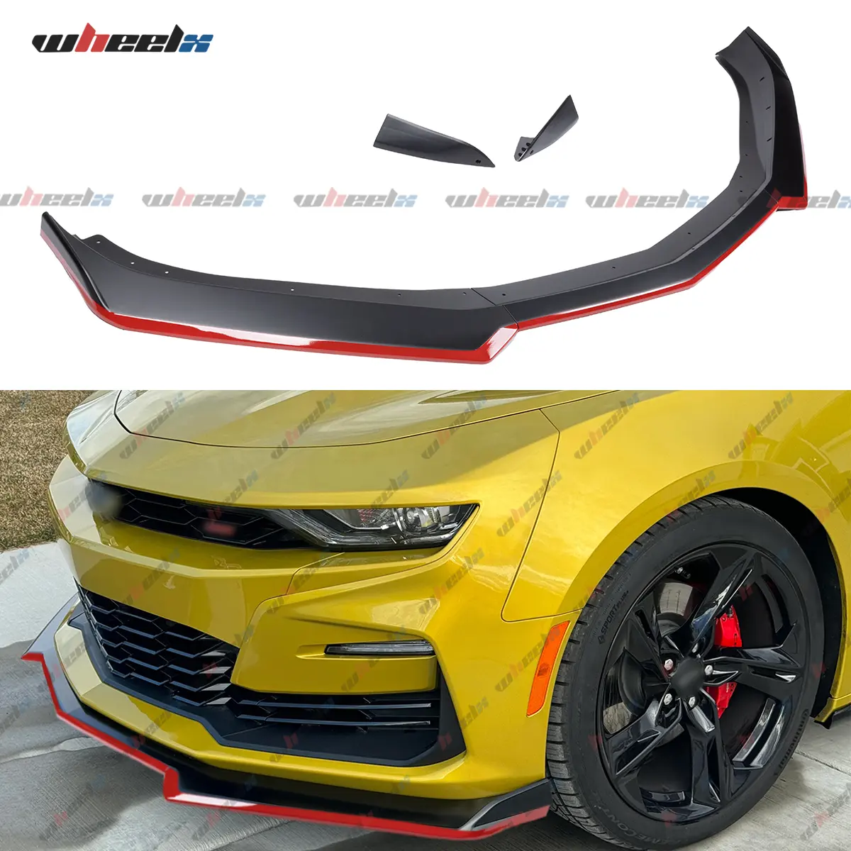 2016-2024 Chevy Camaro LT LS RS SS Front Bumper Lip - Red Line Air Dam Lower Chin Spoiler Splitter, Protection Body Kit Carbon Fiber Rear Trunk Spoiler Autos