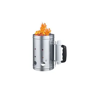 VEVOR Charcoal Chimney Starter, 4 lbs Large Capacity Coal Fireplace, Heavy Duty BBQ Steel Chimney Starter for Charcoal Grill and Barbecues, Compact On-the-Go Carbon Lighter and BBQ Grill Tool, Silver