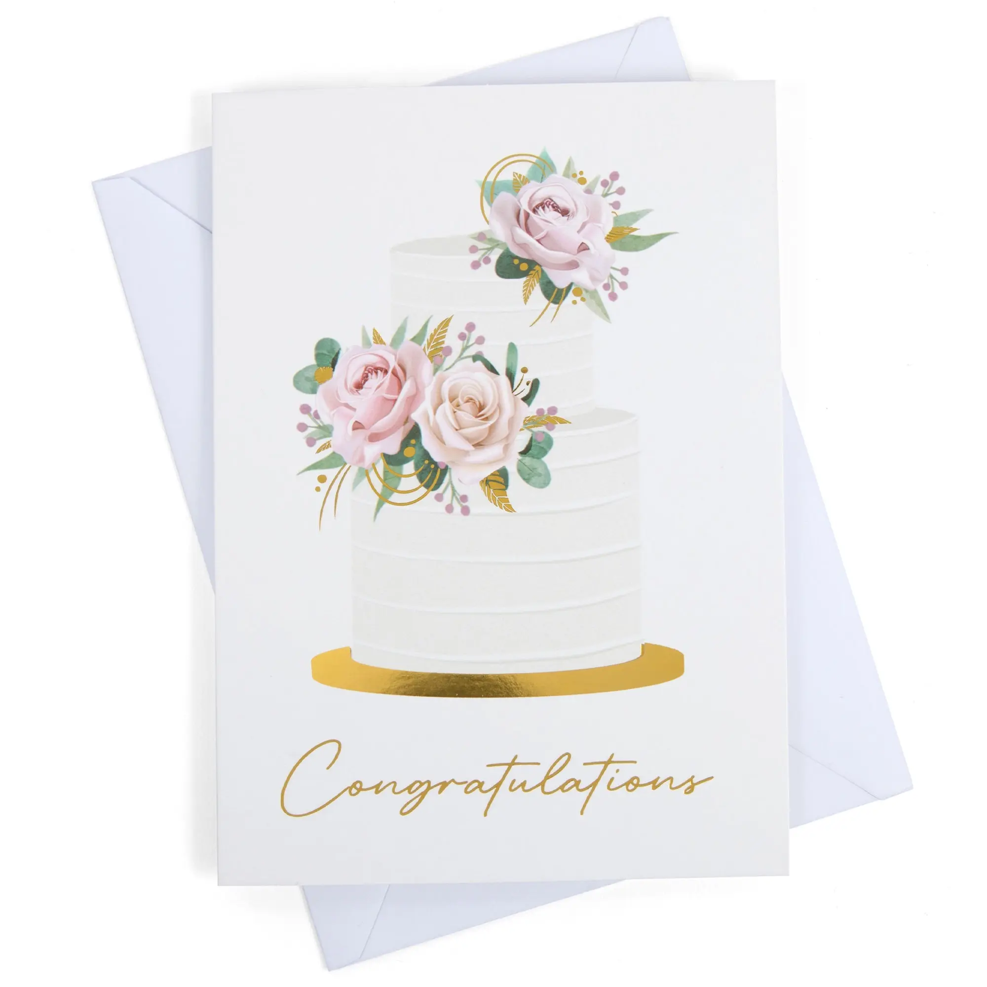 Congratulations Wedding Card with Gold Foil and Envelope