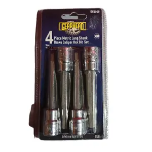 Gearhead 4 Piece Metric Long Shank Brake Caliper Hex Bit Set