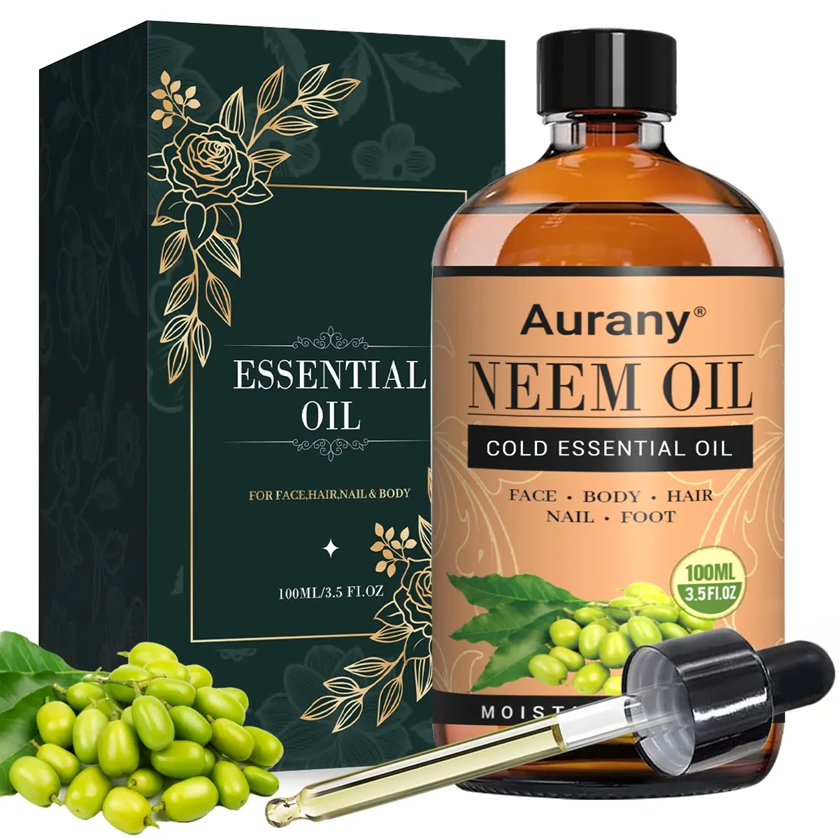 Neem Oil For Face, Body, Hydrating Moisturizing Body Oils, Winter Nourishing Oil, With Plant-Based Extracts, Firming&Moisturizing For Face, Skin, Hair And Nail Treatment, Unisex, Multi Functional Moisturizing Oil, Suitable As A Christmas Gift-100ml