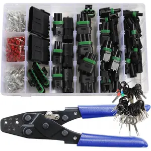 258Pcs Waterproof Automotive Electrical Connectors 1/2/3/4/6 Male&Female Pin 22-14AWG Wire Harness Spark Plug Connector Terminals Plug Kit Car