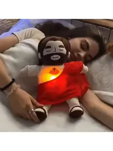 Sound Light Breathing Doll, Kids Girls Birthday Gift Breathing Jesus Soothing Plush Toy Comfort Jesus Plushie Calming Sacred Heart Toy Easter Gift