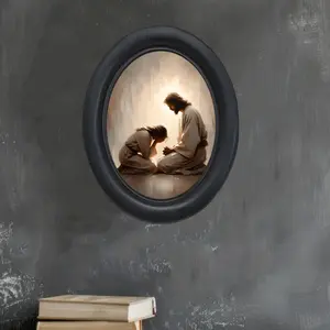 Vintage Art Style Jesus & Girl Pattern Decorative Home Item, Perfect for Halloween Christmas Thanksgiving Wall Decoration, Wooden Wall Art