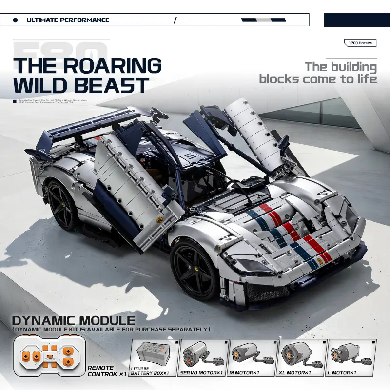 Eikee Y18004 V6 F80 Supercar Model Building Kit, Vehicle Building Blocks Brick Set, 4703+pcs Building Block Sets with V6 F80 Realism, Sports Car Model Motor Vehicles