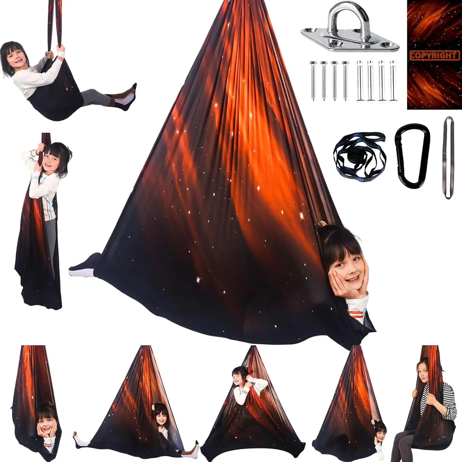 Sensory Swing for  Indoor and Outdoor  Cuddle Swing Snuggle Hammock Chair Holds up to 300 lbs with Hardware Hanger Kit For Aspergers