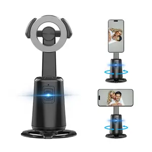 Auto Face Tracking Tripod 360° Rotating Auto Tracking Phone Stand, No App, Phone Camera Stand with Remote and Gesture Control, Rechargeable Smart Shooting Stand for Live Video Recording Tiktok（Black）