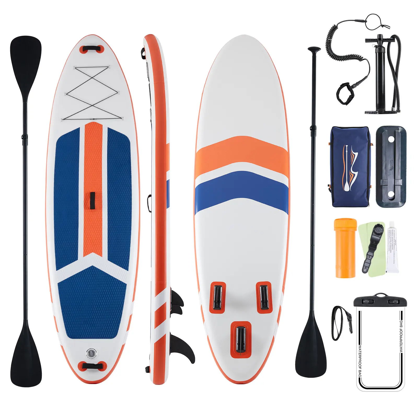 10ft 5in Inflatable Paddleboard Complete Set, Wide Stable Deck, High-Strength PVC, Non-Slip Comfort Deck, Pump, Leash, Repair Kit, Transport Backpack, Deflated & Packed for Calm Lakes (All Skill Levels, Adults), Inflatable Paddle Board