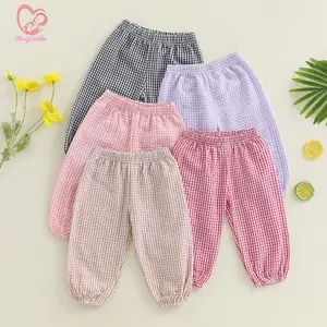 Kids Girls Boys Jogger Pants Loose Plaid Print Elastic Waist Trousers Casual Bottoms for Toddler Newborn Infant