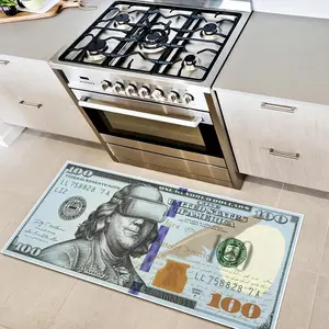 Kitchen Mat with Vintage Dollar Bill Print, Soft Low-Pile Design, Non-Slip Kitchen Rug for Comfortable Cooking, Kitchen Area Rug, Durable Rectangle Carpet for Home Use