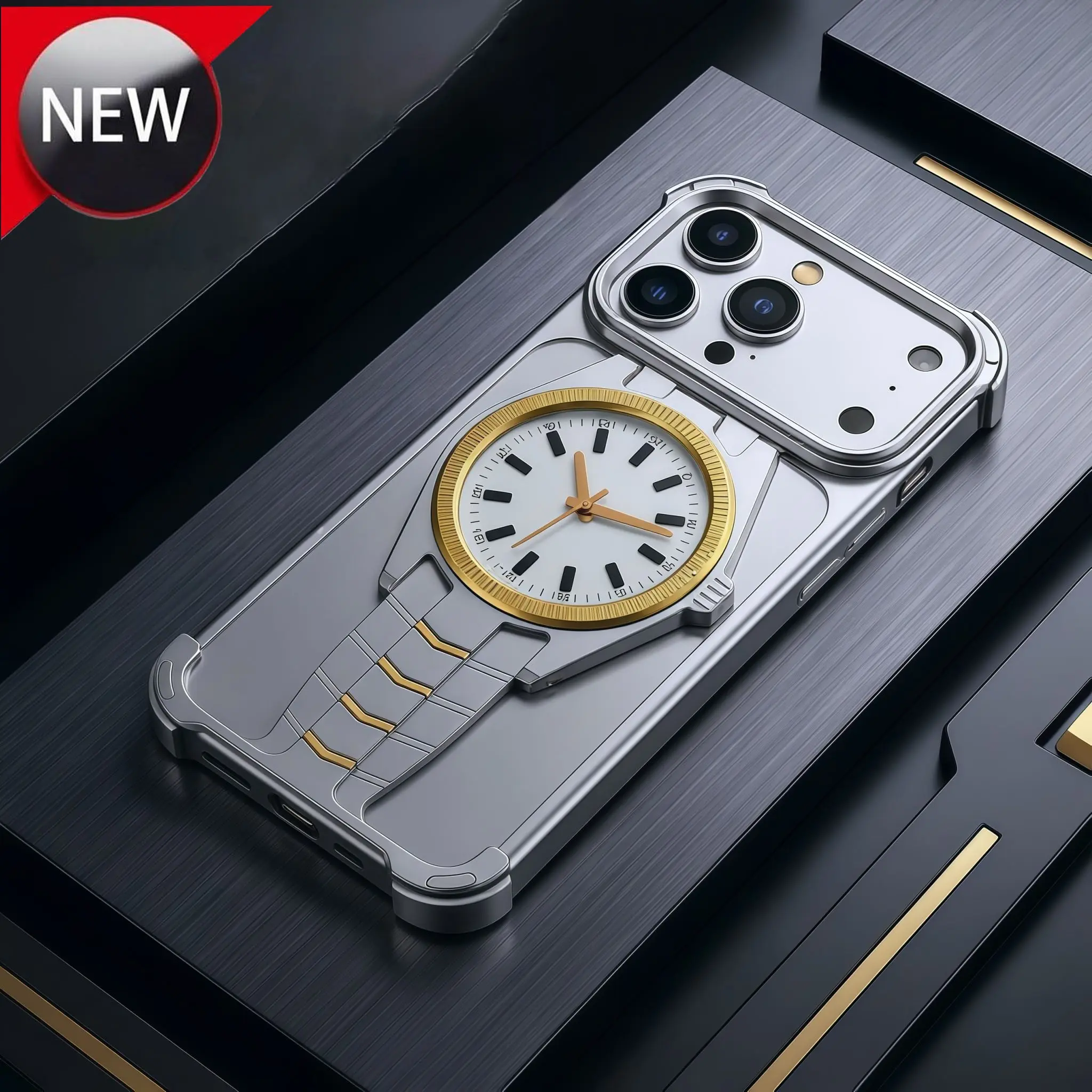Aluminum Alloy Case for iPhone 17 Pro Max, Creative Clock Design with Borderless Heat Dissipation, 4-Corner Shock-Absorbing Cushion, Protective, Ultra light and ultra-thin anti fall summer game player specific shell