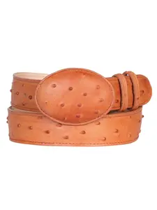 Men's Imitation Ostrich Leather Cowboy Belt - Cognac Color, Style 703, Fashion Clothes Accessory, Belts