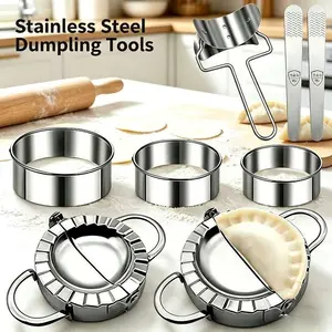 Dumpling Press Molds Set – Cutter & Press for Dumpling Skins, Empanadas, Ravioli, Pierogies – Easy Homemade Pasta & Pastry Tool