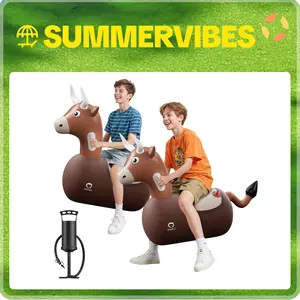 QPAU Kids Bull Toy 1/2PCS Set 220 lbs Weight Capacity Bouncing Animal Bull/Dinosaur-Themed Suitable for Children 5+ Large Size Comfortable and Stable Dual Independent Air Chambers