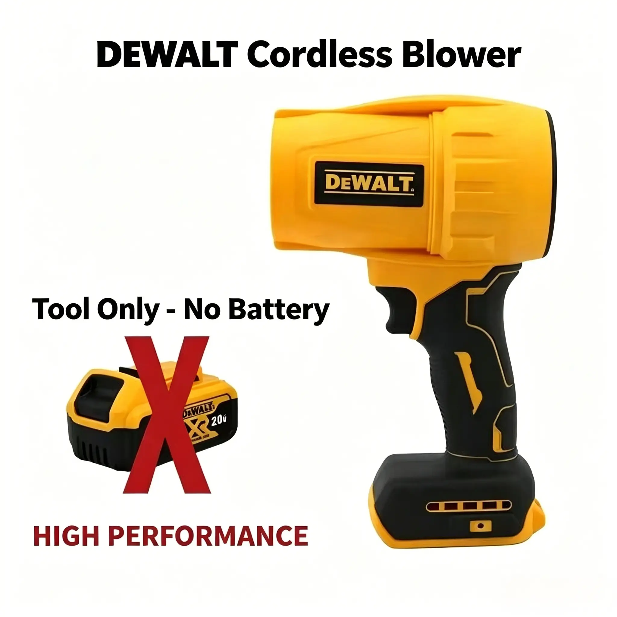DEWALT 20V Max System Battery-Powered High-Speed Blower, 200 m/s Max Wind Speed, 30000 RPM, 800g Airflow, Efficient for Wood/Dust Debris Clearing, Garden Maintenance & Workshop Use