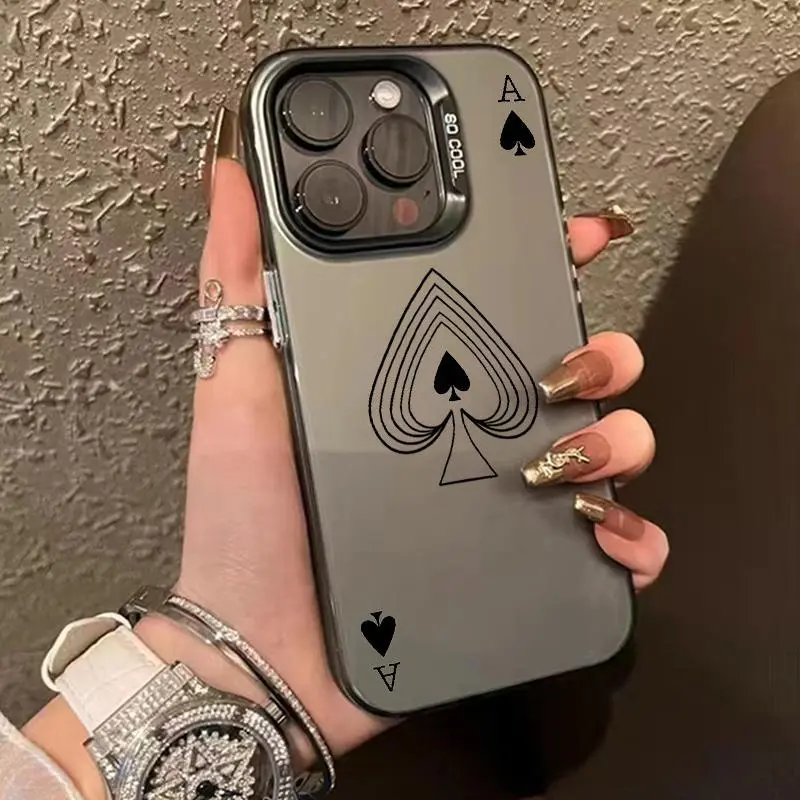 Ace of spades Pattern Phone Case Suitable for IPhone11/12/13/14/15/16/17 Pro Promax Plus Air,Shockproof Drop Protection Rugged Durable Silicone Cover