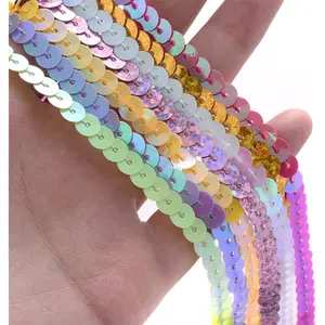 100 Yards 6mm Round Flat Sequin Trim Spangle Paillette Sequins Roll Sequin String Ribbon Roll for Crafts Fringe Sewing Embellishments Costume Accessories (Yellow)