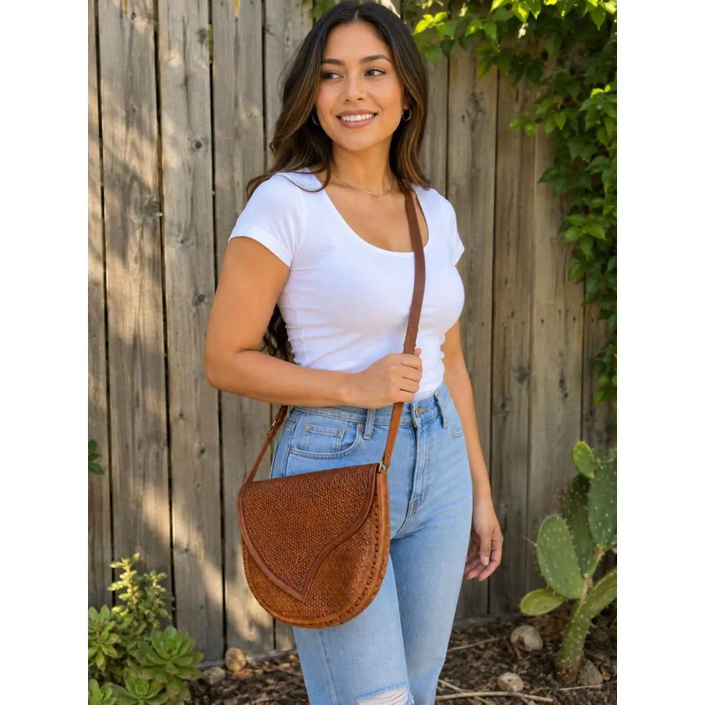 Authentic Mexican Leather Cross Body Bag with Adjustable Strap Medium Large Size from Chiapas Mexico
