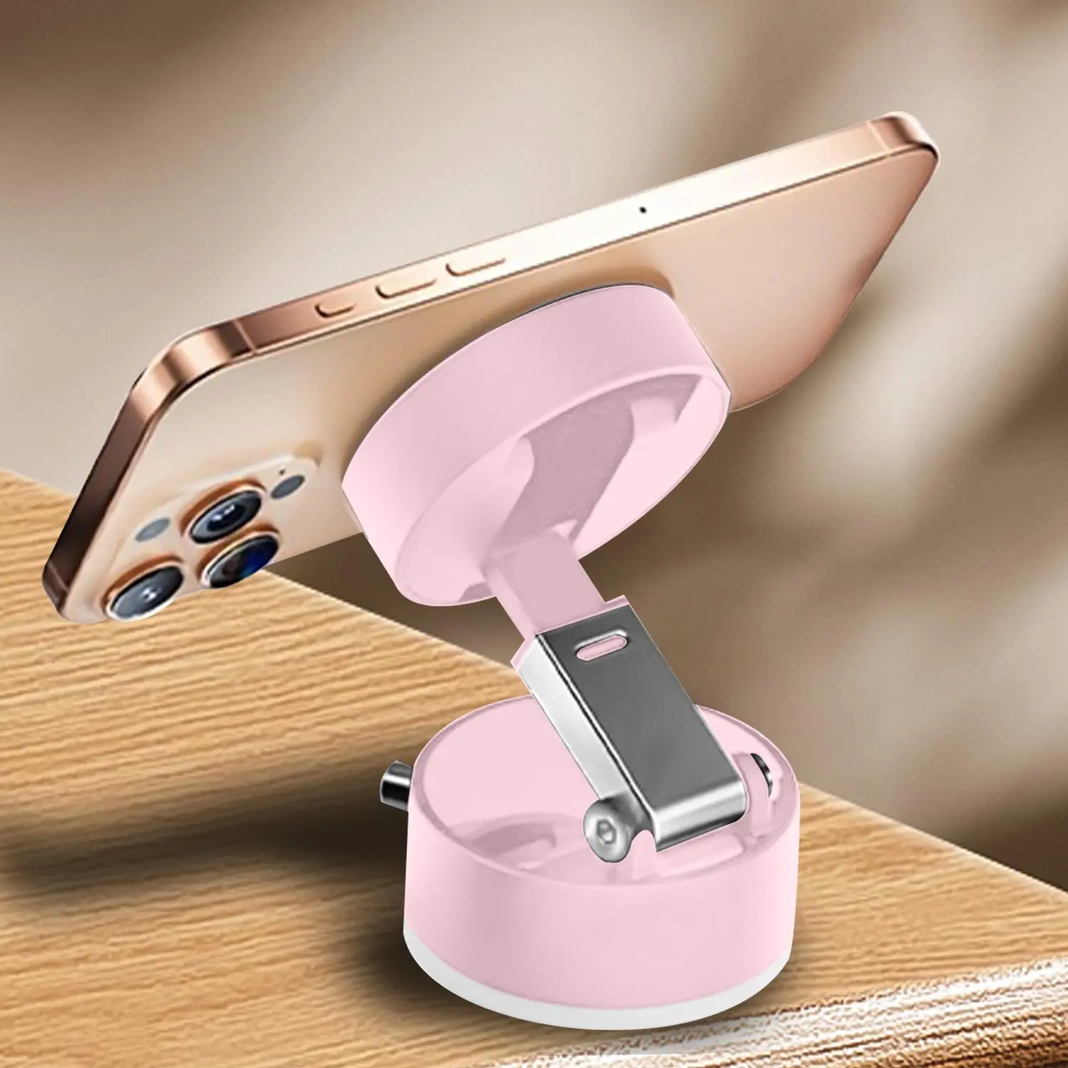 Vacuum Magnetic Suction Cup Folding & Rotating Bracket, Universal Vacuum Rotating Bracket, Mobile Phone Bracket for Home Office, Magnetic Phone Stand, Rotating Phone Mount, Foldable Phone Holder