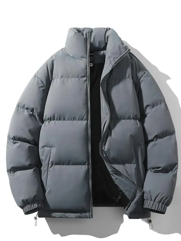 Men's Solid Zip Up Drawstring Pocket Funnel Neck Coat, Regular Fit Casual Long Sleeve Thermal Outerwear for Fall & Winter, Men's Clothes for Daily WearGift Men's Solid Zip Up Drawstring Pocket Funnel Neck Coat, Regular Fit Casual Long Sleeve Thermal Outerwear for Fall & Winter, Men's Clothes for Daily WearGift