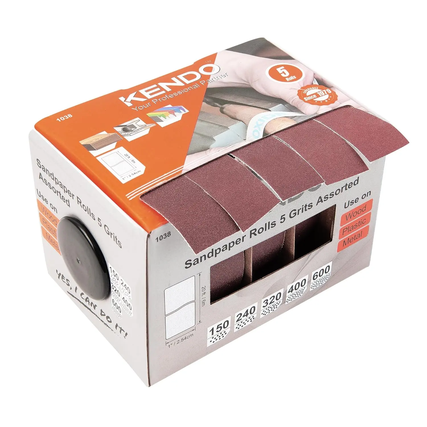 Emery Roll, 5 Grit Sandpaper Roll Sandpaper, 150 240 320 400 600 Grains, 20ft Long for Woodworking, Automotive, Polishing