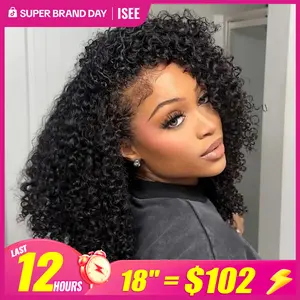 【18‘’=$102】ISEE HAIR 250% Kinky Curly Wear Go Half Wig Invisible Hairline 150% & 180% Glueless Human Hair Wigs No Lace Seamless Flip Over Wig Updo Down Style Hairpiece#SpringStatements