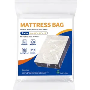 Mattress Bag for Moving Storage - Plastic Waterproof Mattress Protector Cover,Heavy-Duty Mattress Moving Supplies (1, Twin)