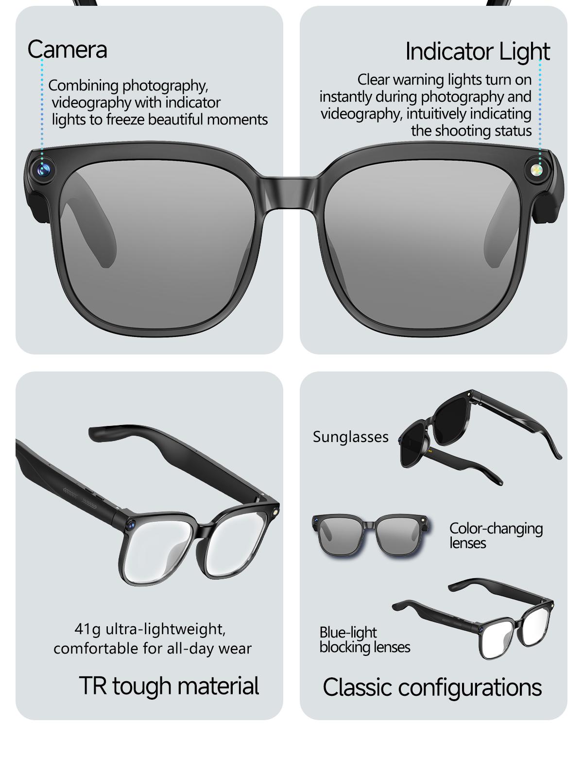 KPEP Smart AI Camera Glasses with 8MP Resolution, Button Touch Adjustment for Travel Outdoor Adventures Hands-Free Photography 160+Languages Real-Time Translation Bluetooth Wireless Wearable Video Recording Sunglasses Blue light blocking, Easter gift KPEP Smart AI Camera Glasses with 8MP Resolution, Button Touch Adjustment for Travel Outdoor Adventures Hands-Free Photography 160+Languages Real-Time Translation Bluetooth Wireless Wearable Video Recording Sunglasses Blue light blocking, Easter gift