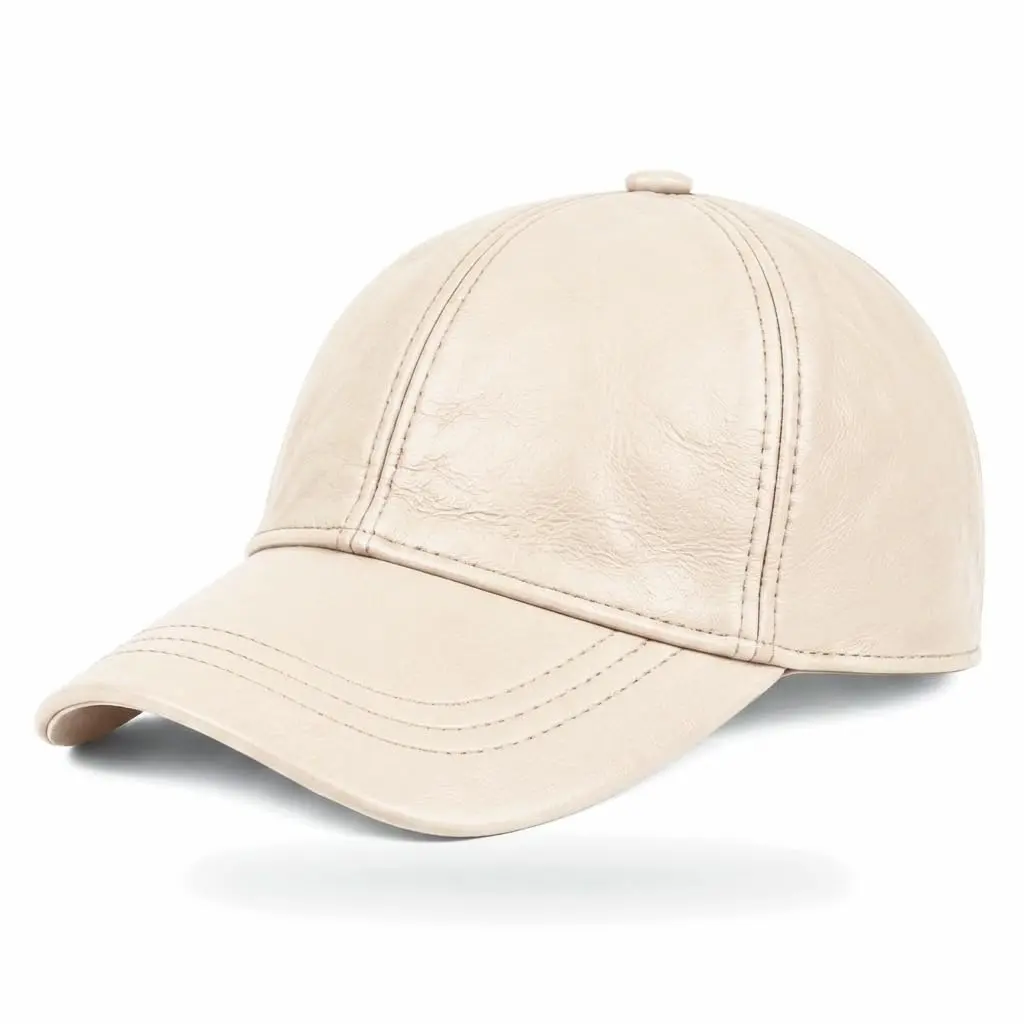Genuine Sheepskin Leather Baseball Cap for Men & Women - Soft Lambskin Urban Hat, Adjustable Fit, 1 Size Fits S-2XL