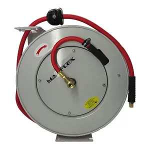 Retractable Reel W/Hybrid Polymer Air Hose 3/8"X50ft, Pressure Hose Reel, Steel