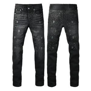 Jeans brand Jeans Men's Jeans Casual Comfort Holes Fashionable Straight Skinny Slim Fit Jeans, Ripped Stretch Jeans Denim Pants