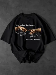 Michelangelo's for Genesis Adam's Birth Printed Men's Fashionable Round Neck Short Sleeve T-shirt Casual and Comfortable Summer Lightweight Top