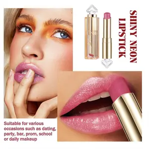 Neon Temperature-Change Lipstick, 24h Long-Lasting Color, 5 Colors, Iridescent Lips, Gold Diamond Glitter Makeup Effect