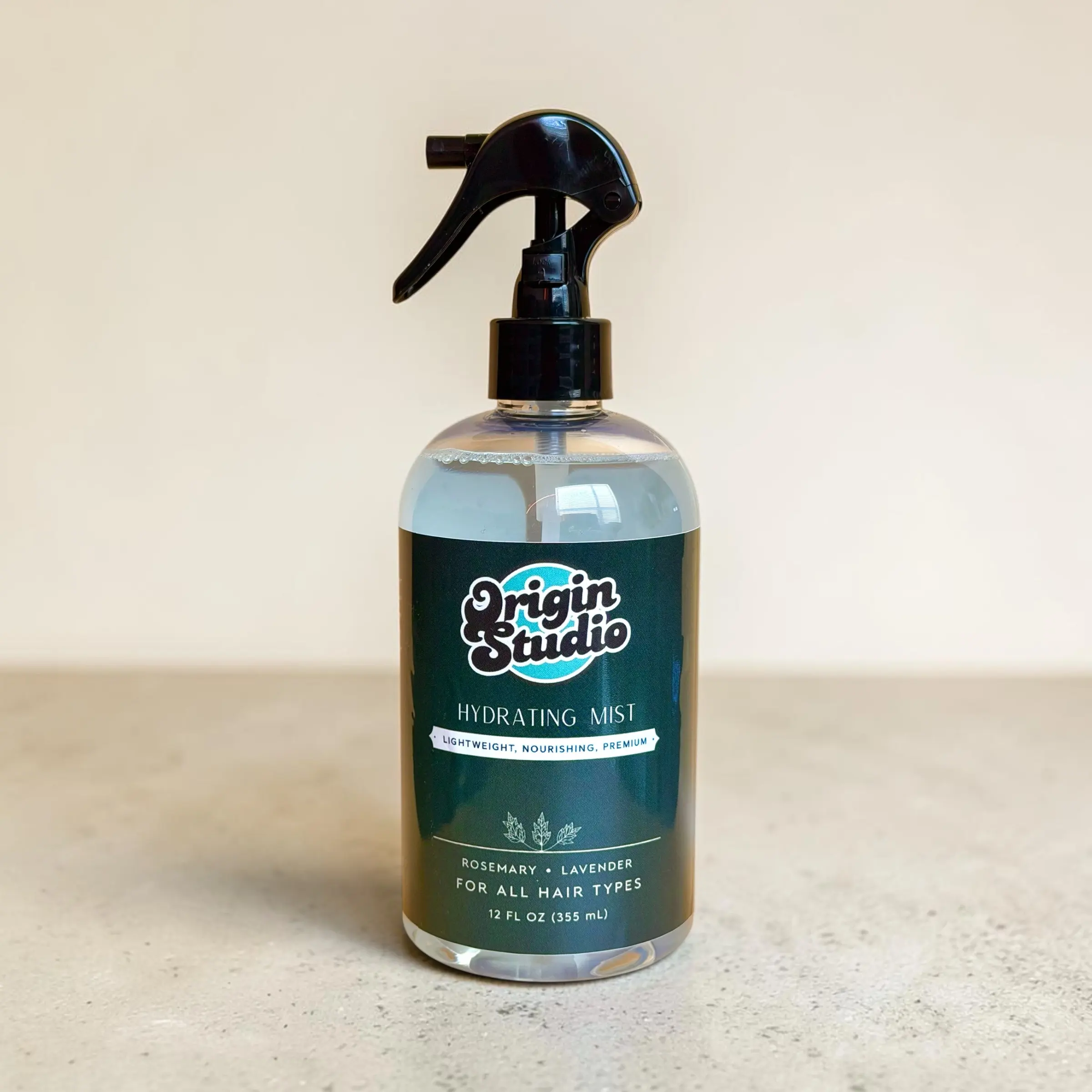 Origin Studio Rosemary & Lavender Leave-In Hair Refresher Mist - Non-Sticky 12 oz Daily Hydration Treatment Spray