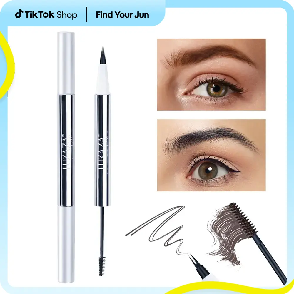LUXAZA 2-in-1 Micro Brow Pen & Styling Gel, Waterproof Eyebrow Makeup for Natural-Looking Hair Strokes, Long-Lasting and Smudge-Proof Wear