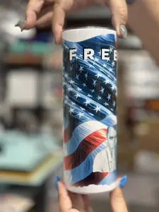 Charlie Kirk Tumbler - FREEDOM Design - 20 oz Drinkware with Lid & Straw