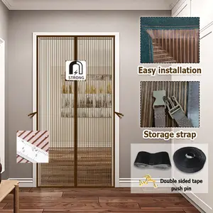 [Heavy Duty Magnetic Screen Door] Summer Fiberglass Mesh Magnetic Door Curtain, Pet-Friendly & Scratch-Resistant Door Magnetic Panels, Enjoy Breezy, Self-Adhesive Mosquito Barrier for Kitchen And Living Room, Modern Style Invisible Net