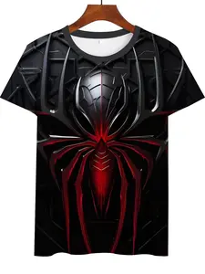 Men's Dark Spider-Man Armor T-Shirt, 3D Venom Print Fitted Short Sleeve, Casual Fashion, Perfect for Daily Wear, Ideal Gifts