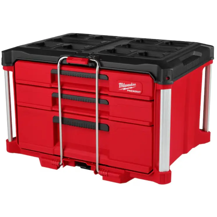 Milwaukee PACKOUT Multi-Depth 3-Drawer Tool Box - Heavy-Duty Modular Tool Storage Organizer, Impact-Resistant Polypropylene, Portable Tool Box for Garage, Workshop & Jobsite, 22 in 48-22-8447