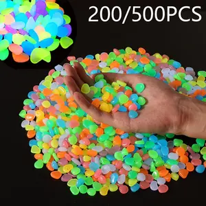 Glow-In-The-Dark Pebbles Decorative DIY Aquarium Fish Tank Pathway Garden Walkway Lawn Plant Pot Yard Ornament Colorful Gravel Decoration