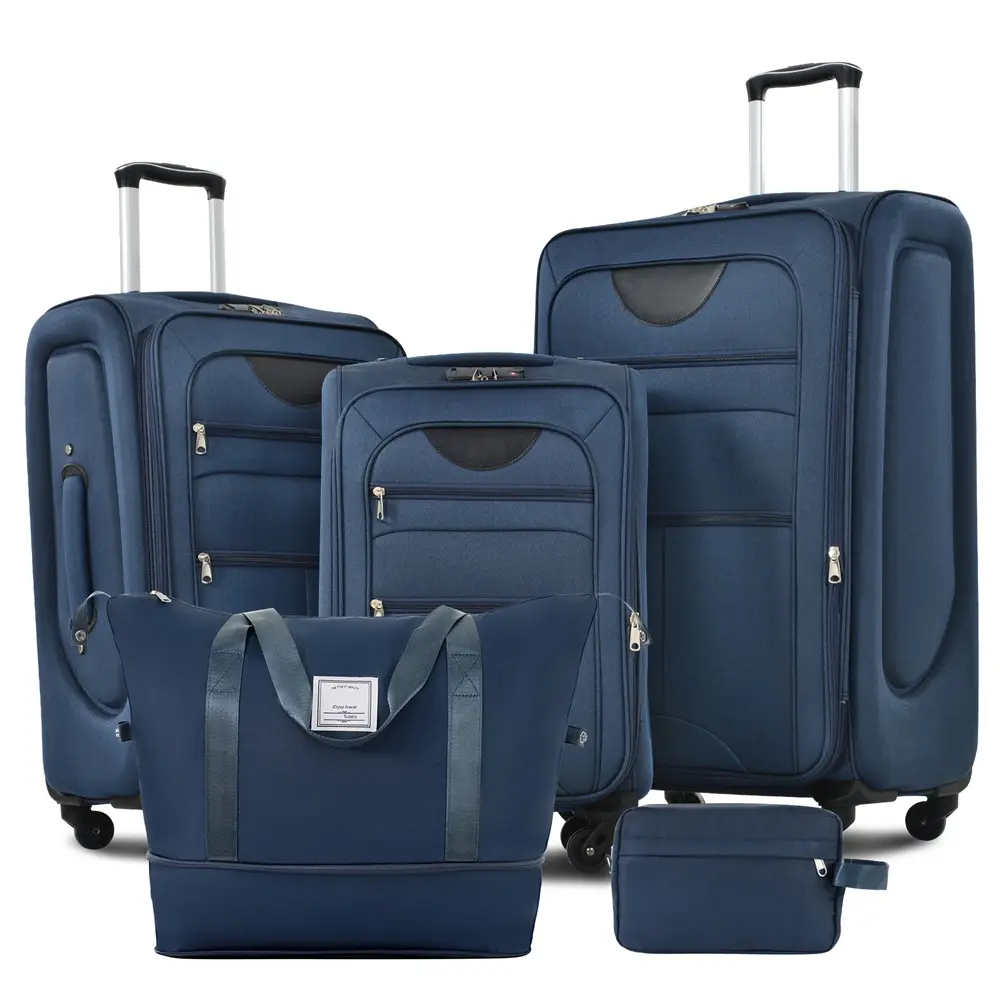 5-Piece lightweight Durable travel Luggage Set, 22/26/30'' Expandable Softside Suitcases with TSA Lock & QuietGlide Spinner Wheels, Includes Carry-On Bag & Toiletry Bag– Built for Every Journey,  Gift for Back to School, family traveling inexpensive