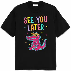 Women's Funny Little Crocodile Printed Breathable Cotton T-shirt, Womenswear Top