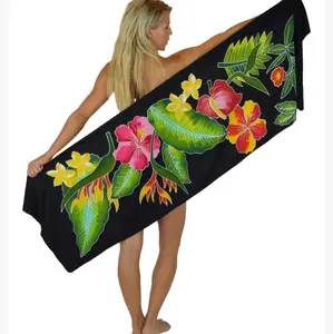 Hand-painted batik half sarong - Black 124